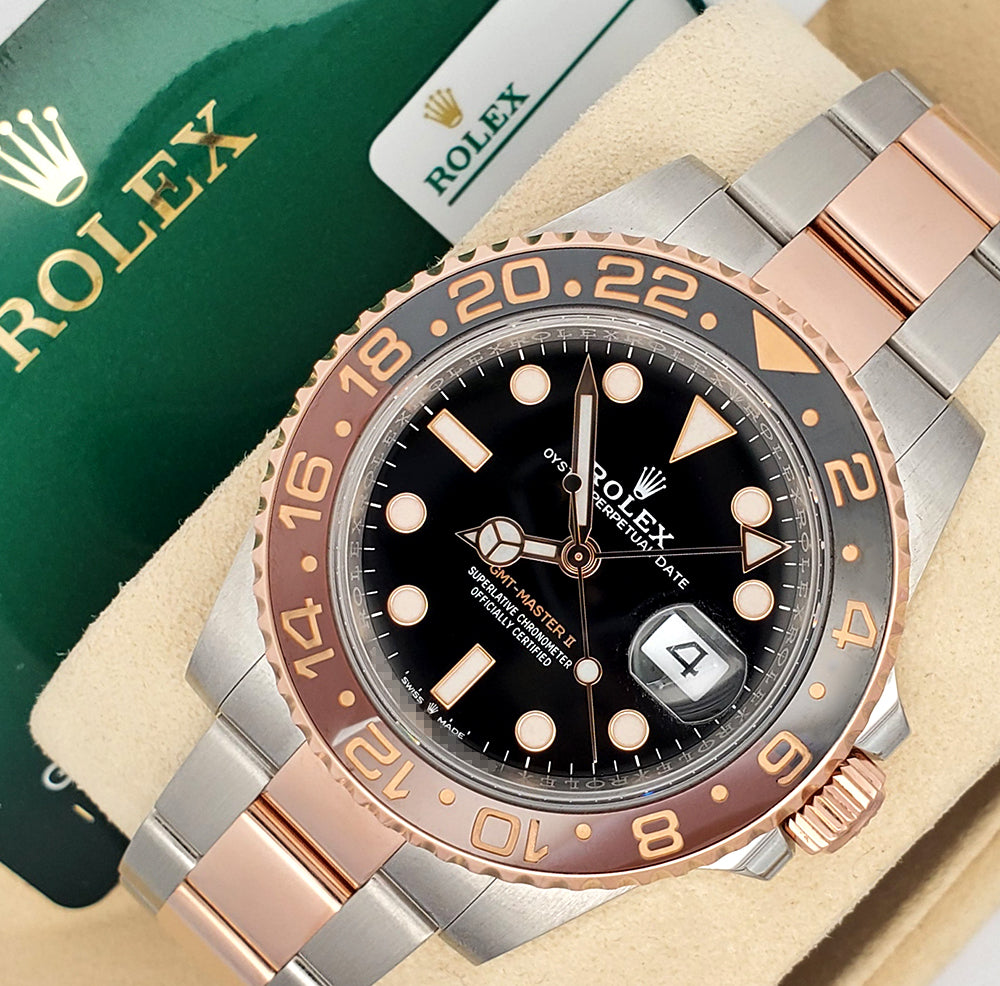 2020 Rolex GMT-Master II 40mm 2-Tone Rose Gold/Steel Rootbeer Watch 126711CHNR Box Papers