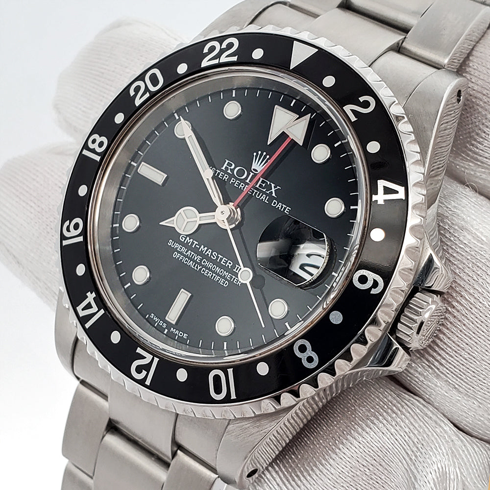 Rolex GMT-Master II 40mm Steel Oyster Watch 16710 Box Papers