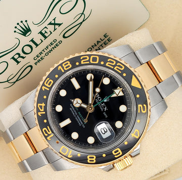 Rolex GMT-Master II 40mm Ceramic Bezel 2-Tone Yellow Gold/Steel Watch 116713LN Box Papers