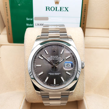 Rolex Datejust 41 126300 Dark Rhodium/Gray Index Oyster Watch Box Papers