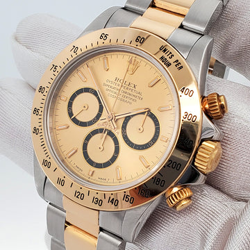 Rolex Cosmograph Daytona 40mm Zenith 2-Tone Yellow Gold/Steel Oyster Watch 16523 Box Papers