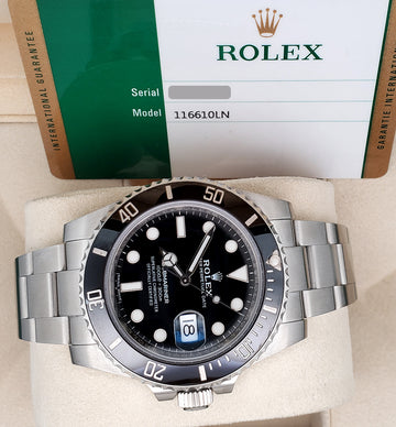 2018 Rolex Submariner Date 40mm Black Dial Stainless Steel Watch 116610LN Box Papers