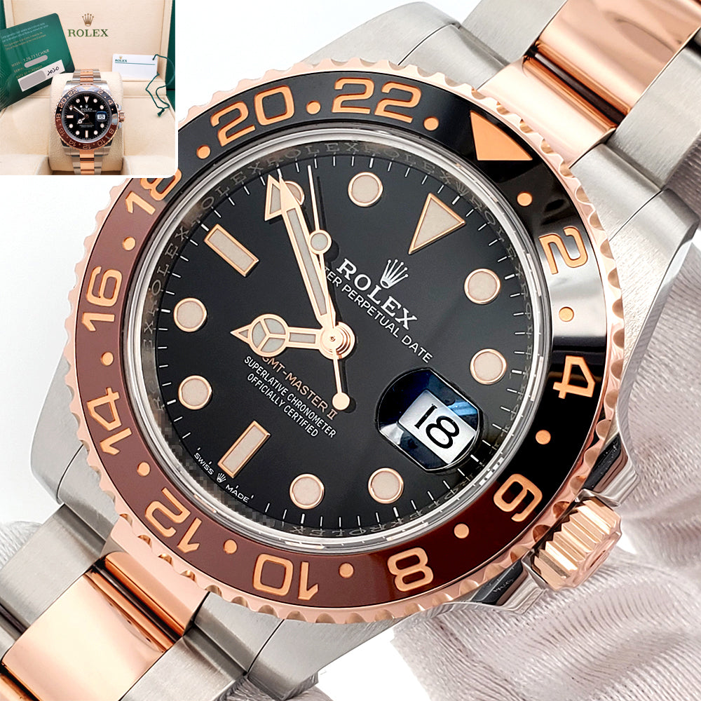 2020 Rolex Rootbeer GMT-Master II 2-Tone Rose Gold/Steel 40mm Watch 126711CHNR Box/Papers/Tag