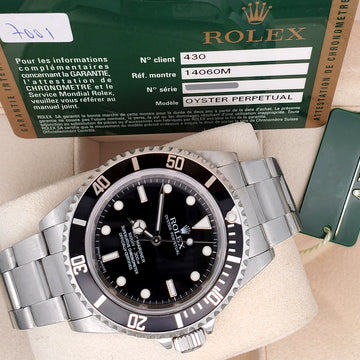 Rolex Submariner No-Date Black Dial Steel 40mm Watch 14060 Box Papers