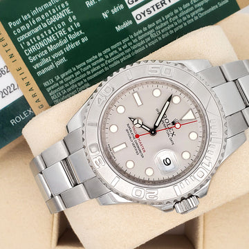 Rolex Yacht-Master 40mm Platinum Bezel Steel Watch 16622 Box Papers Serviced in 2022