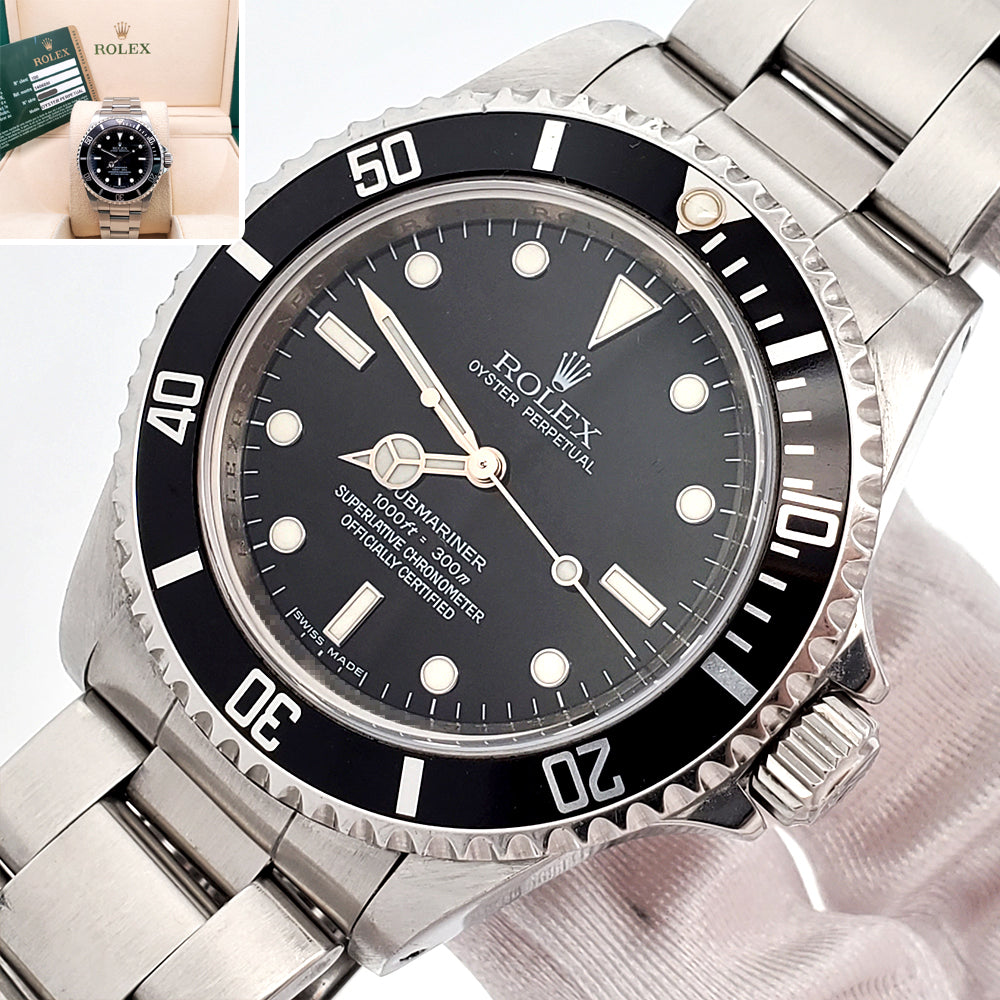 Rolex Submariner No-Date Engraved Rehaut Steel 40mm Watch 14060 Box Papers