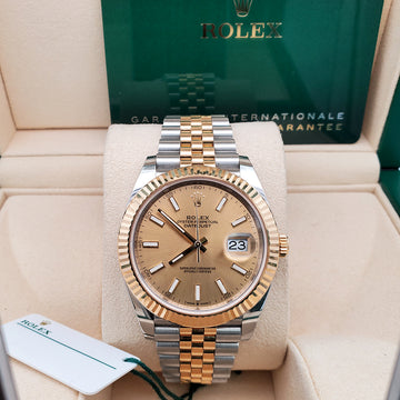 Rolex Datejust 41 126333 Champagne Dial Yellow Gold/Steel Fluted Jubilee Watch 2021 Box Papers