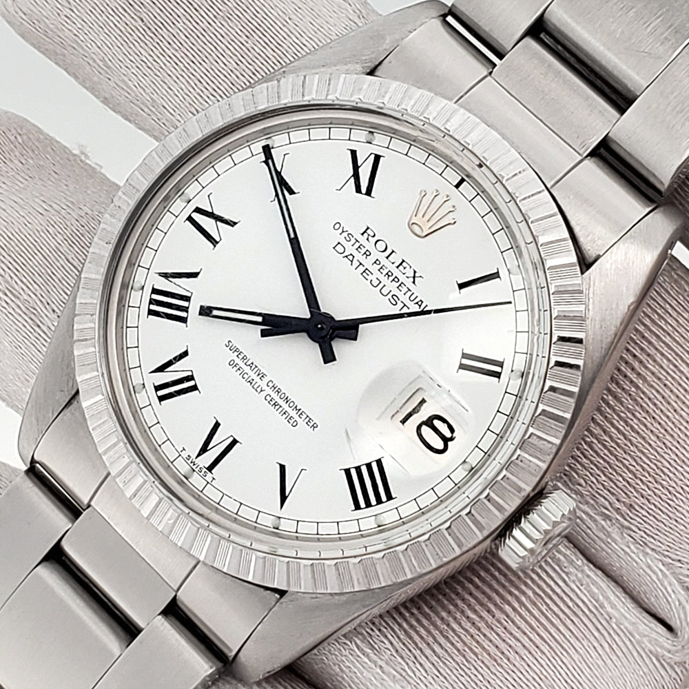 Rolex Datejust 36mm 16030 Buckley White Roman Dial Steel Oyster Watch