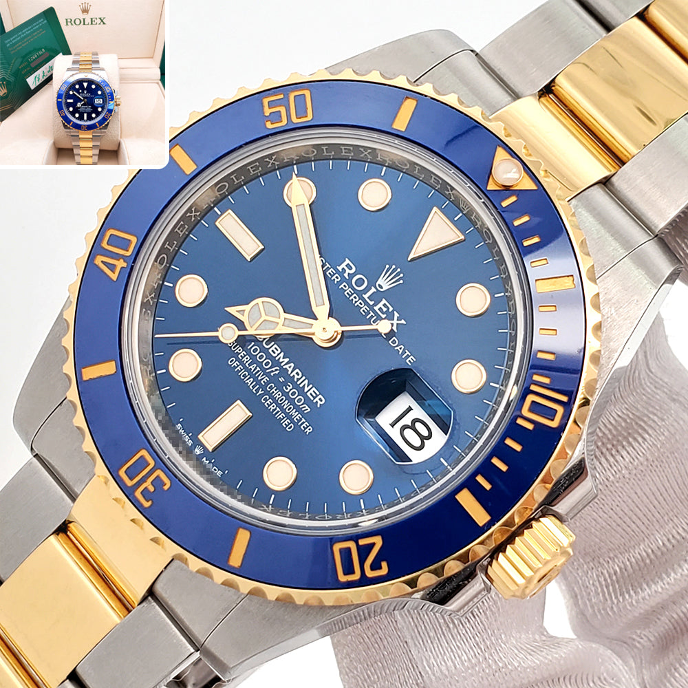 2022 Rolex Submariner Date 41mm Blue Dial 2-tone Yellow Gold/Steel Oyster Watch 126613LB Box Papers