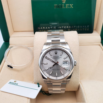 Unworn with Stickers Rolex Datejust 36mm 126200 Silver Dial Stainless Steel Oyster Watch 2022 Box Papers