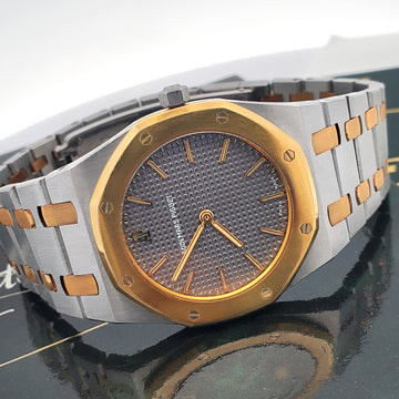 Audemars Piguet Royal Oak 33mm Grey Tapisserie 2-tone Yellow Gold/Steel Watch 6303 Papers