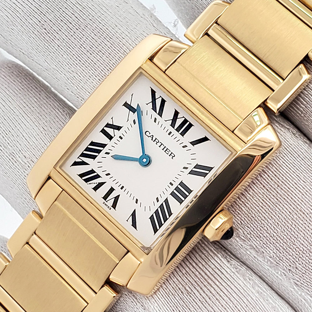 Cartier Tank Francaise Midsize 25mm Yellow Gold Roman Ladies Watch W50003N2 1821 Travel Box/Booklet