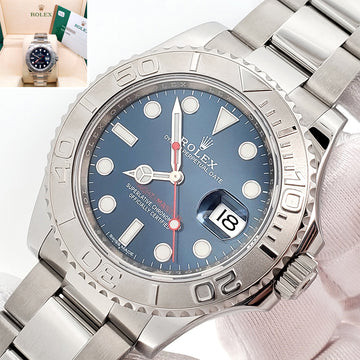 Rolex Yacht-Master Platinum Bezel/Blue Dial Steel 40mm Watch 116622 Box Papers
