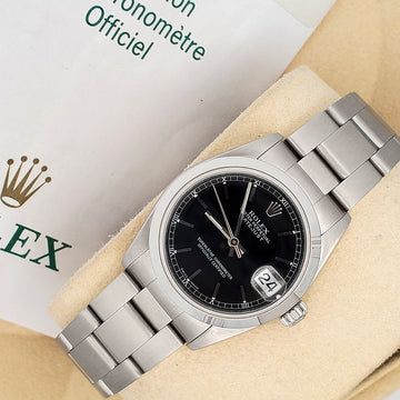 Rolex Datejust 31mm Midsize Black Index Steel Oyster Watch 78240 Box Papers