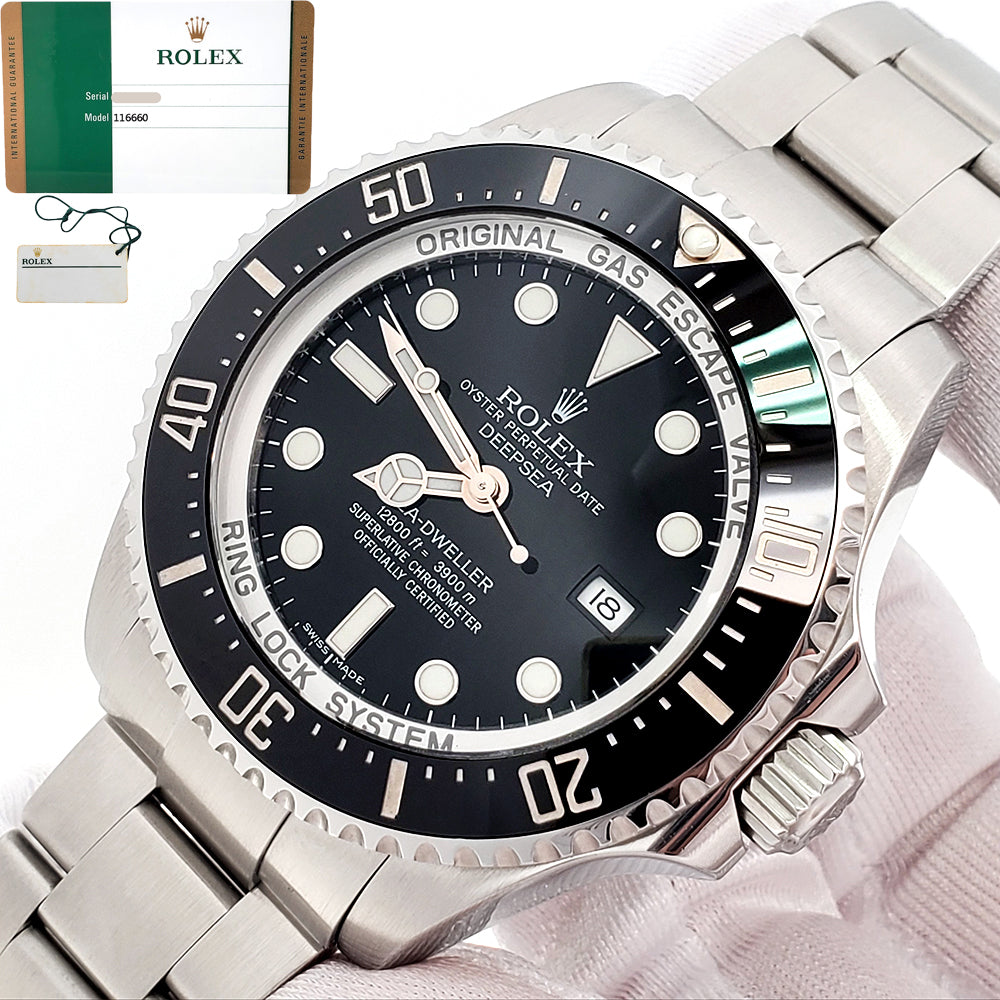 2017 Rolex Sea-Dweller Deepsea 44mm Black Dial Stainless Steel Watch 116660 Papers/Tag