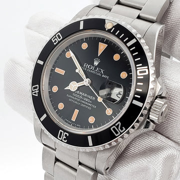 Rolex Submariner Date 40mm 16800 Patina Dial Stainless Steel Oyster Watch with Papers