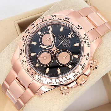 Rolex Cosmograph Daytona 40mm Rose Gold Black Dial Watch 116505
