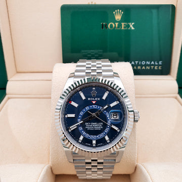Rolex Sky-Dweller 42mm 326934 Blue Index Jubilee Watch 2022 Box Papers