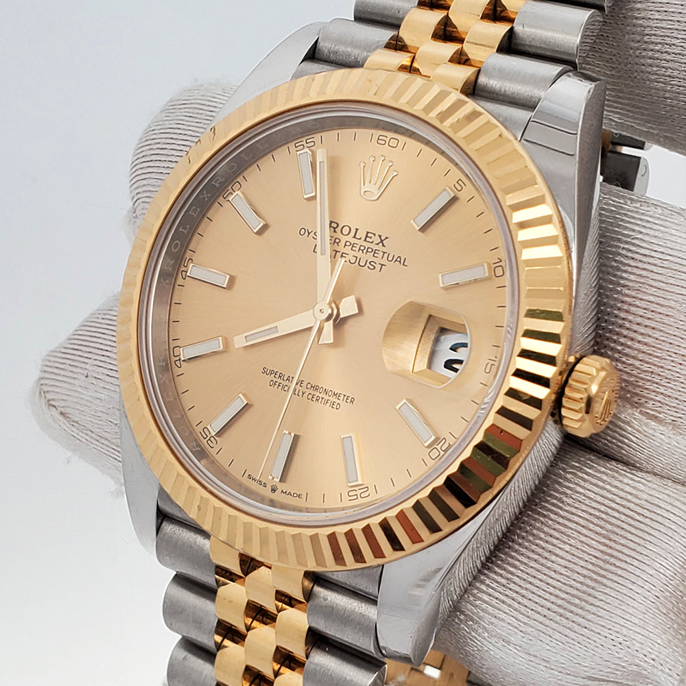 Rolex Datejust 41 126333 Champagne Dial Yellow Gold/Steel Fluted Jubilee Watch 2021 Box Papers