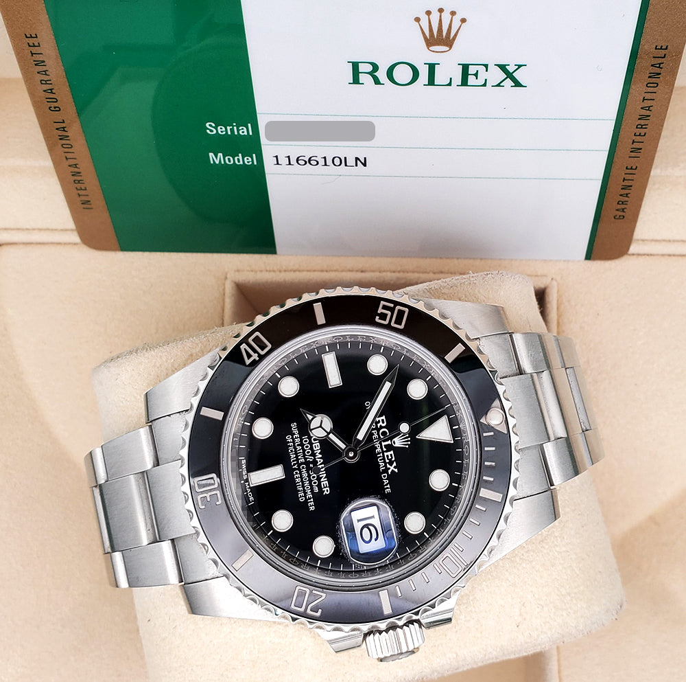 Rolex Submariner Date 40mm Black Dial Stainless Steel Watch 116610LN Box Papers