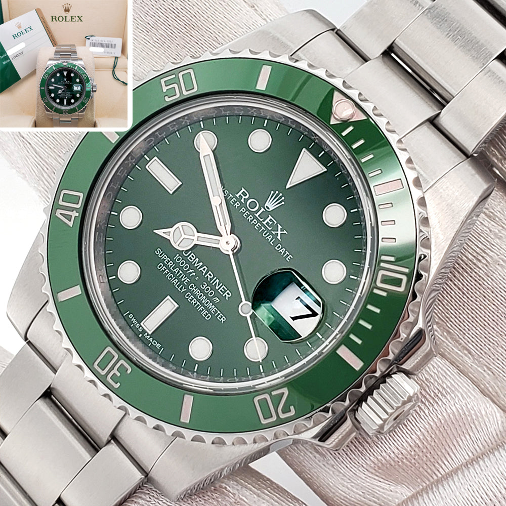 2016 Rolex Submariner "Hulk" Green 40mm Stainless Steel Watch 116610LV Box/Papers/Tag