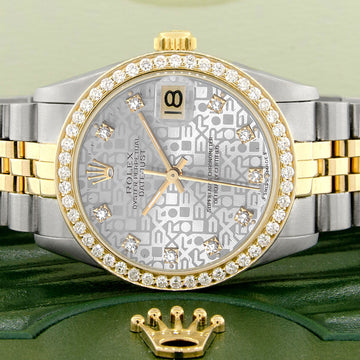 Rolex Datejust 2-tone 31mm 68273 Silver Anniversary Diamond Dial Watch With 0.95ct Diamond Bezel