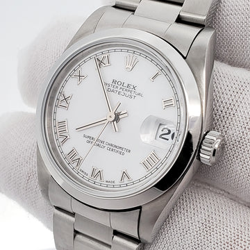 Rolex Datejust 31mm White Roman Dial Steel Oyster Watch 78240
