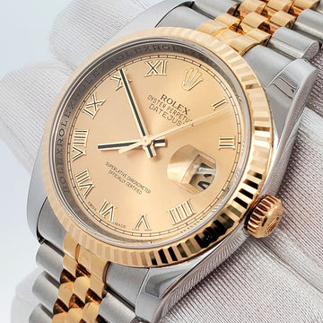 Rolex Datejust 36mm 116233 Champagne Roman 2-tone Yellow Gold/Steel Jubilee Watch