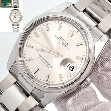 Rolex Oyster Perpetual Date 34mm 115200 Silver Index Steel Oyster Watch Papers