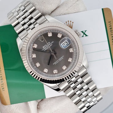 Rolex Datejust 41 126334 Factory Rhodium Diamond Dial Stainless Steel Jubilee Watch Box Papers