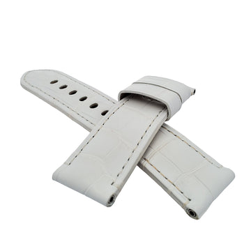 Panerai 24mm OEM White Alligator Leather Strap for Tang Buckle