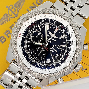 Breitling Bentley Motors Chronograph Special Edition Black Dial Steel 49mm Watch A25362 Papers