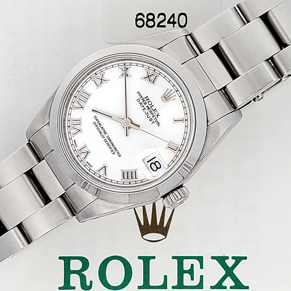 Rolex Datejust 31mm 68240 White Roman Dial Steel Oyster Watch Papers