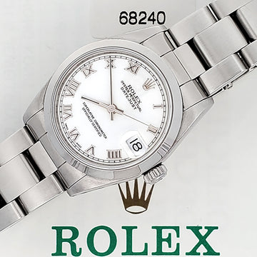 Rolex Datejust 31mm 68240 White Roman Dial Steel Oyster Watch Papers