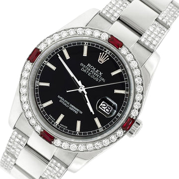 Rolex Datejust 36mm 4.5Ct Diamond Bezel/Bracelet/Black Index 116200 Steel Watch