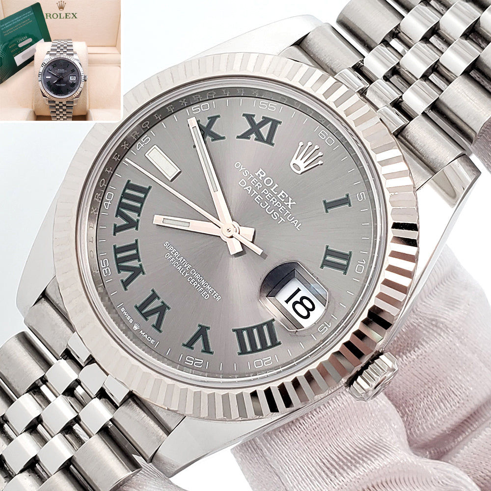 2023 Rolex Datejust 41 126334 Wimbledon Slate Roman Dial Steel Jubilee Watch Box Papers