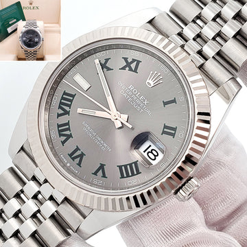 2023 Rolex Datejust 41 126334 Wimbledon Slate Roman Dial Steel Jubilee Watch Box Papers