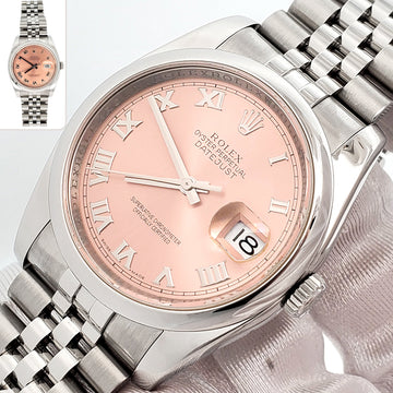 Rolex Datejust 36mm Salmon Roman Steel Jubilee Watch 116200