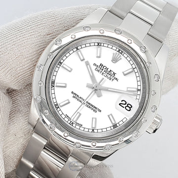 Rolex Datejust Midsize 31mm White Index Dial Scattered Diamond Bezel Watch 178240