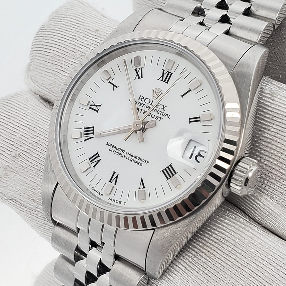 Shop Rolex Datejust 31mm White Roman Dial Watch | 68274