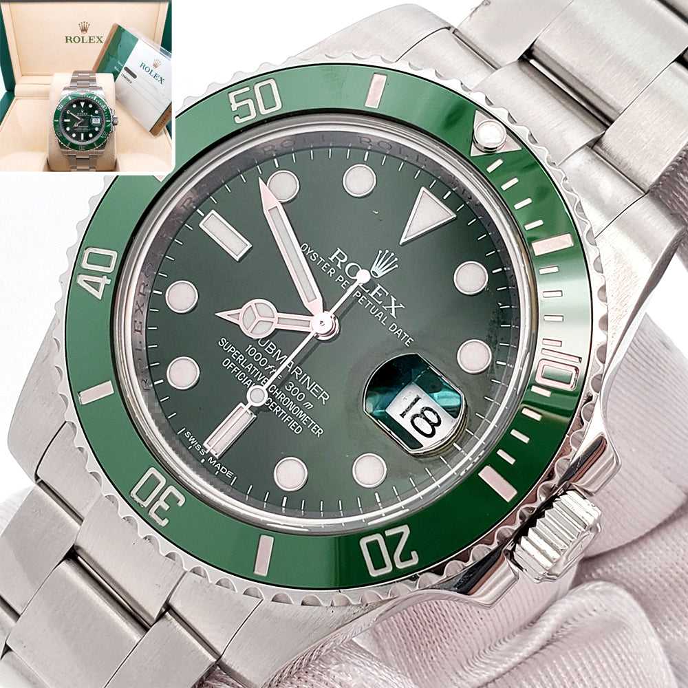 2018 Rolex Submariner "Hulk" Green 40mm Steel Watch 116610LV Box Papers