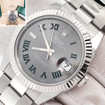 2023 Rolex Datejust 41 126334 Wimbledon Slate Roman Dial Steel Oyster Watch Box Papers