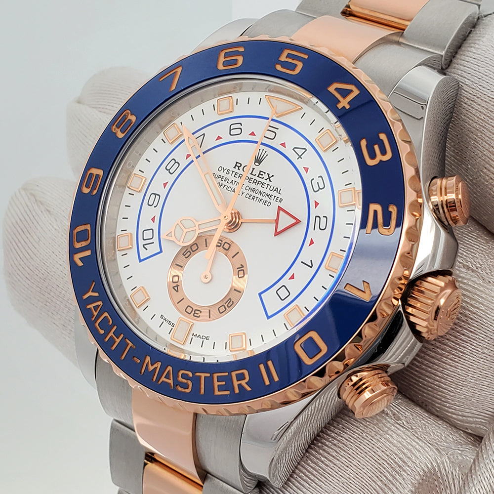 Rolex Yacht-Master II 44mm 116681 White Dial Rolesor Rose Gold/Steel Watch Box Papers