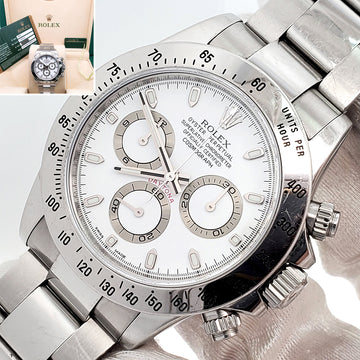 Unpolished Rolex Cosmograph Daytona 40mm 116520 'APH' White Dial Steel Watch Box/Papers/Tag