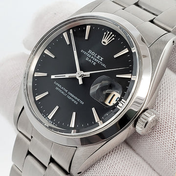 Rolex Oyster Perpetual Date 34mm Black Index Dial Oyster Watch 1500