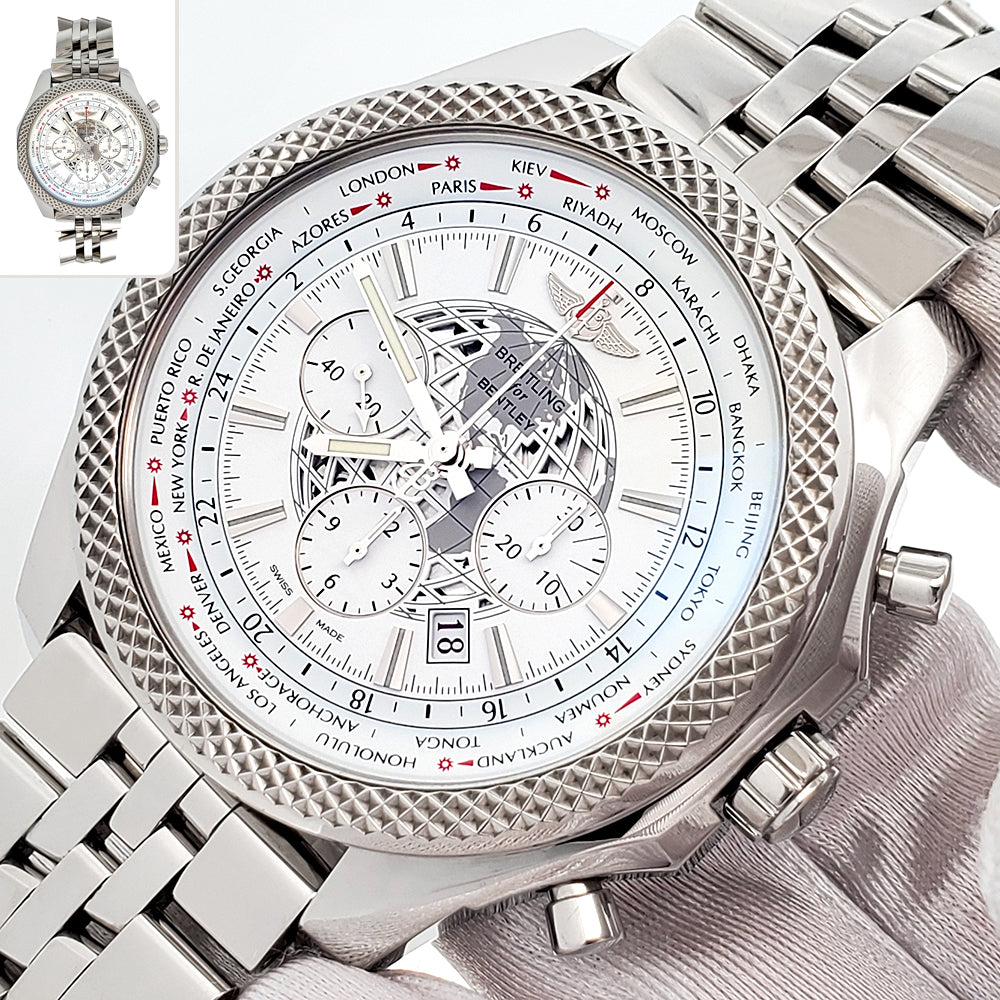 Breitling Bentley GMT B05 Unitime White Dial Mens 49mm Watch AB0521