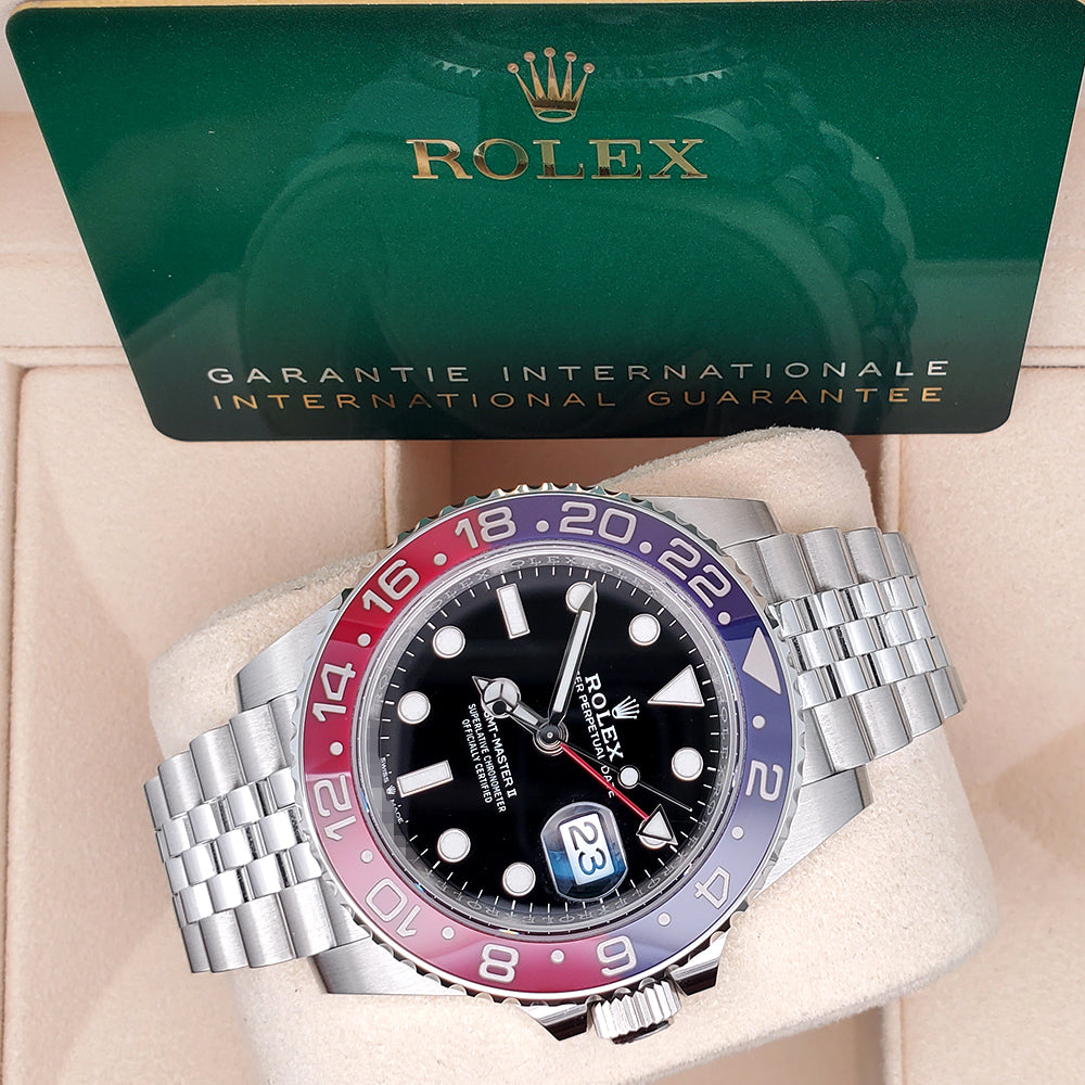 2022 Rolex GMT-Master II 40mm Pepsi Steel Jubilee Watch 126710BLRO Box Papers