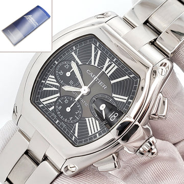 Cartier Roadster Black Roman XL Chronograph 43mm Steel Watch W62020X6 2618