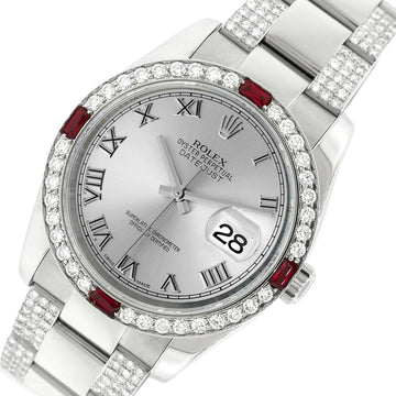 Rolex Datejust 36mm 4.5ct Diamond Bezel/Bracelet/Grey Roman Dial 116200 Steel Watch