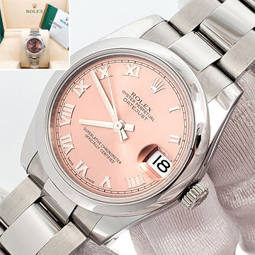 Rolex Datejust 31mm Salmon Roman Steel Oyster Watch 178240 Box Papers